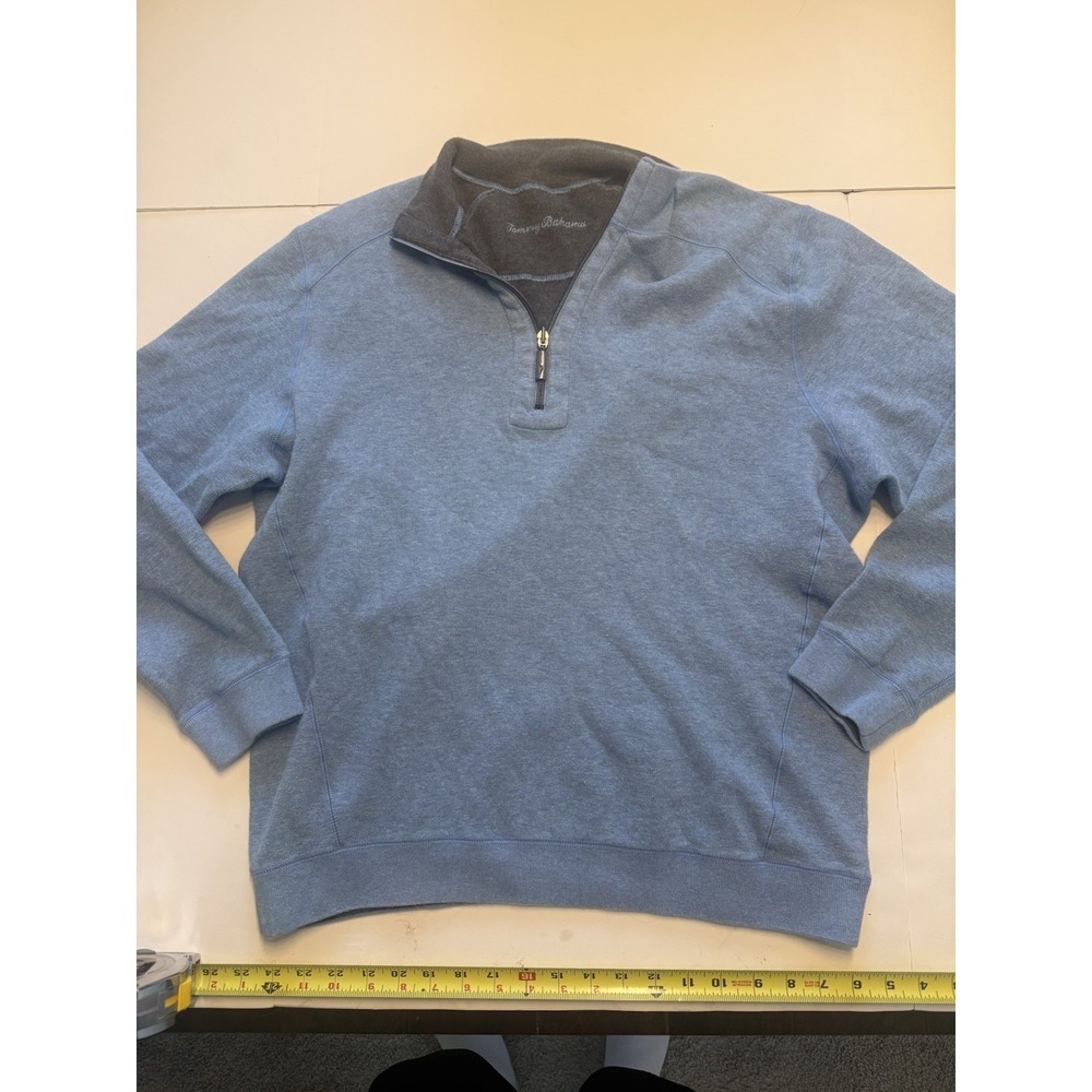 Tommy Bahama Reversible Quarter Zip Pullover Sweatshirt Mens Large Blue Gray